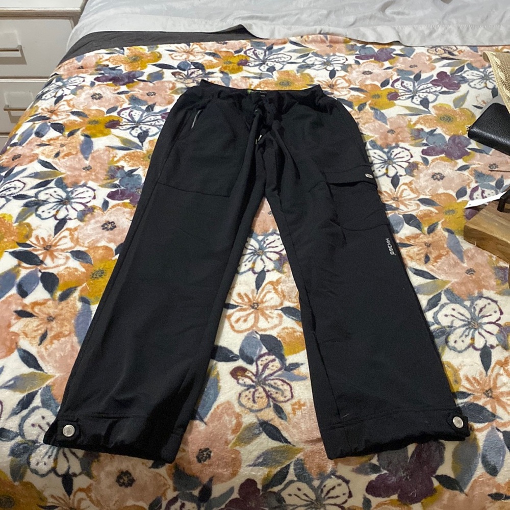 Black small petite healing hands scrub pants used good condition